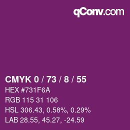 Color code: CMYK 0 / 73 / 8 / 55 | qconv.com