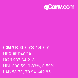 カラーコード: CMYK 0 / 73 / 8 / 7 | qconv.com