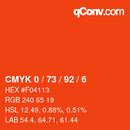 颜色代码: CMYK 0 / 73 / 92 / 6 | qconv.com