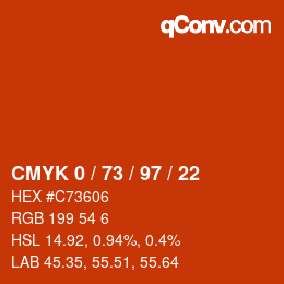 Color code: CMYK 0 / 73 / 97 / 22 | qconv.com