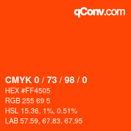 Color code: CMYK 0 / 73 / 98 / 0 | qconv.com