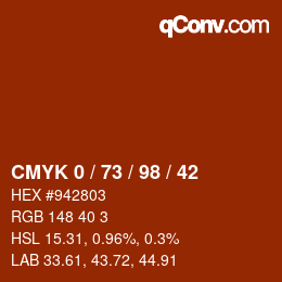 Color code: CMYK 0 / 73 / 98 / 42 | qconv.com