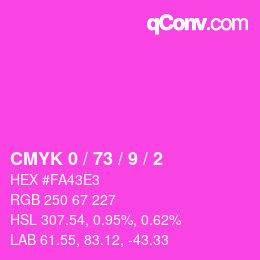 カラーコード: CMYK 0 / 73 / 9 / 2 | qconv.com