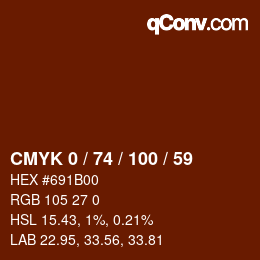 颜色代码: CMYK 0 / 74 / 100 / 59 | qconv.com