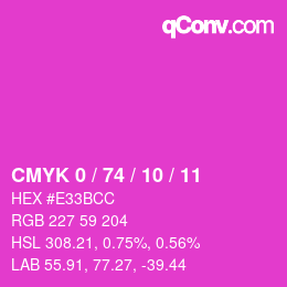 Color code: CMYK 0 / 74 / 10 / 11 | qconv.com