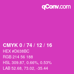 Color code: CMYK 0 / 74 / 12 / 16 | qconv.com