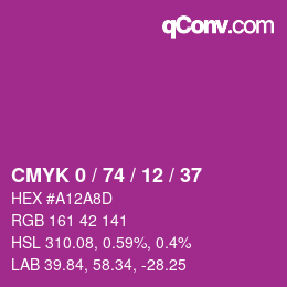 Color code: CMYK 0 / 74 / 12 / 37 | qconv.com
