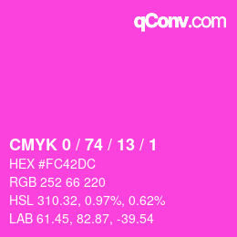 Color code: CMYK 0 / 74 / 13 / 1 | qconv.com