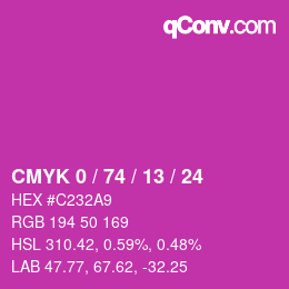 Color code: CMYK 0 / 74 / 13 / 24 | qconv.com
