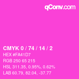 カラーコード: CMYK 0 / 74 / 14 / 2 | qconv.com