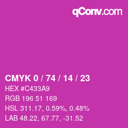 カラーコード: CMYK 0 / 74 / 14 / 23 | qconv.com