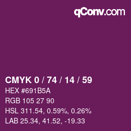カラーコード: CMYK 0 / 74 / 14 / 59 | qconv.com