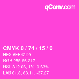 Color code: CMYK 0 / 74 / 15 / 0 | qconv.com