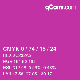 Color code: CMYK 0 / 74 / 15 / 24 | qconv.com