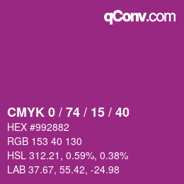 Color code: CMYK 0 / 74 / 15 / 40 | qconv.com