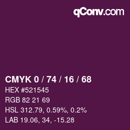 Farbcode: CMYK 0 / 74 / 16 / 68 | qconv.com
