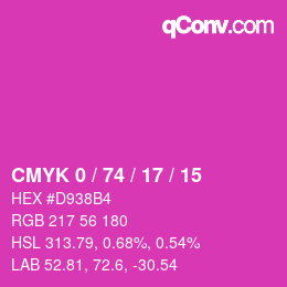 Color code: CMYK 0 / 74 / 17 / 15 | qconv.com