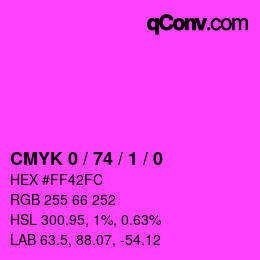 Color code: CMYK 0 / 74 / 1 / 0 | qconv.com
