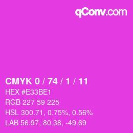 カラーコード: CMYK 0 / 74 / 1 / 11 | qconv.com