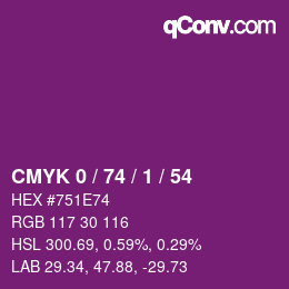 Color code: CMYK 0 / 74 / 1 / 54 | qconv.com