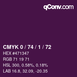 カラーコード: CMYK 0 / 74 / 1 / 72 | qconv.com