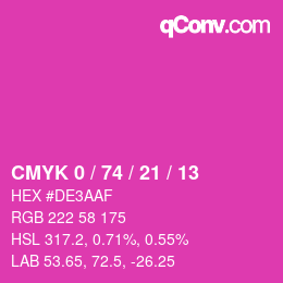 Color code: CMYK 0 / 74 / 21 / 13 | qconv.com