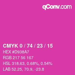 カラーコード: CMYK 0 / 74 / 23 / 15 | qconv.com