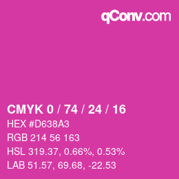 カラーコード: CMYK 0 / 74 / 24 / 16 | qconv.com
