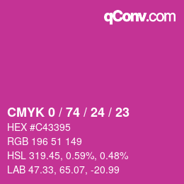 Color code: CMYK 0 / 74 / 24 / 23 | qconv.com