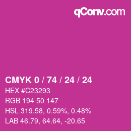 カラーコード: CMYK 0 / 74 / 24 / 24 | qconv.com