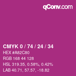 カラーコード: CMYK 0 / 74 / 24 / 34 | qconv.com