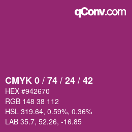 Color code: CMYK 0 / 74 / 24 / 42 | qconv.com