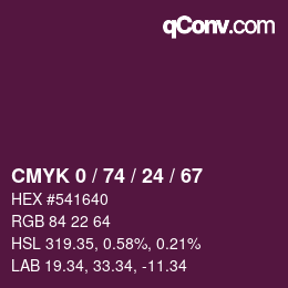 カラーコード: CMYK 0 / 74 / 24 / 67 | qconv.com