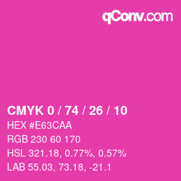 カラーコード: CMYK 0 / 74 / 26 / 10 | qconv.com