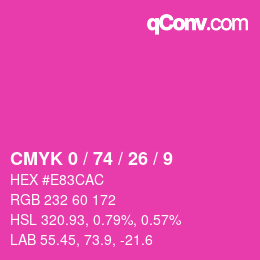 Color code: CMYK 0 / 74 / 26 / 9 | qconv.com