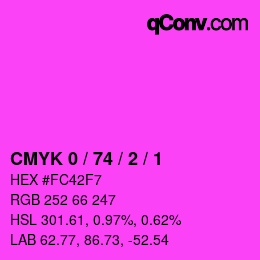 颜色代码: CMYK 0 / 74 / 2 / 1 | qconv.com