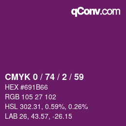 カラーコード: CMYK 0 / 74 / 2 / 59 | qconv.com