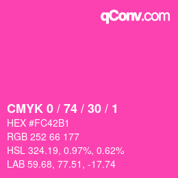 Color code: CMYK 0 / 74 / 30 / 1 | qconv.com
