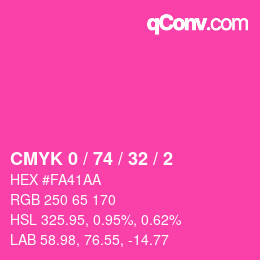 Color code: CMYK 0 / 74 / 32 / 2 | qconv.com
