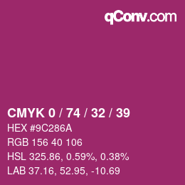Color code: CMYK 0 / 74 / 32 / 39 | qconv.com