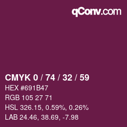 カラーコード: CMYK 0 / 74 / 32 / 59 | qconv.com