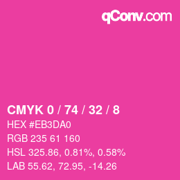 カラーコード: CMYK 0 / 74 / 32 / 8 | qconv.com
