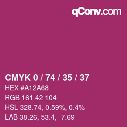 カラーコード: CMYK 0 / 74 / 35 / 37 | qconv.com