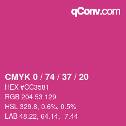 カラーコード: CMYK 0 / 74 / 37 / 20 | qconv.com