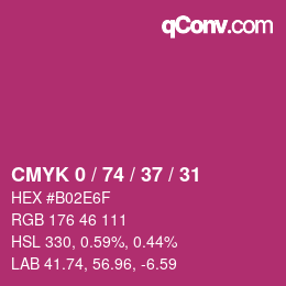 Color code: CMYK 0 / 74 / 37 / 31 | qconv.com