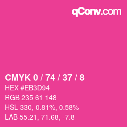 Color code: CMYK 0 / 74 / 37 / 8 | qconv.com