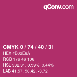 Color code: CMYK 0 / 74 / 40 / 31 | qconv.com