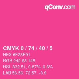 Farbcode: CMYK 0 / 74 / 40 / 5 | qconv.com