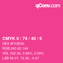 Color code: CMYK 0 / 74 / 40 / 6 | qconv.com