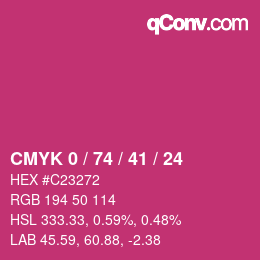 Farbcode: CMYK 0 / 74 / 41 / 24 | qconv.com